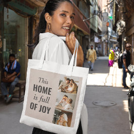 Modern familjefotto och familjecitat tygkasse