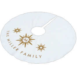Modern Familjemonogram Namn Guld Starburst Design Julgransmatta Borstad Polyester