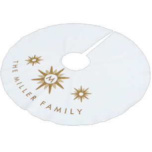 Modern Familjemonogram Namn Guld Starburst Design Julgransmatta Borstad Polyester
