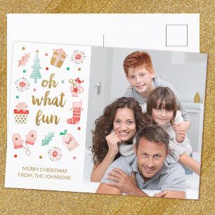 Modern familjens julfoto vykort