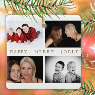 Modern familjens julfotomaket julgransprydnad keramik