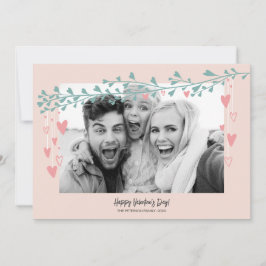 Modern familjfotohjärta gren alla hjärtans dag julkort