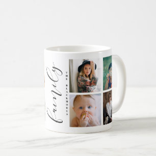 Modern familjs fotokollage kaffemugg