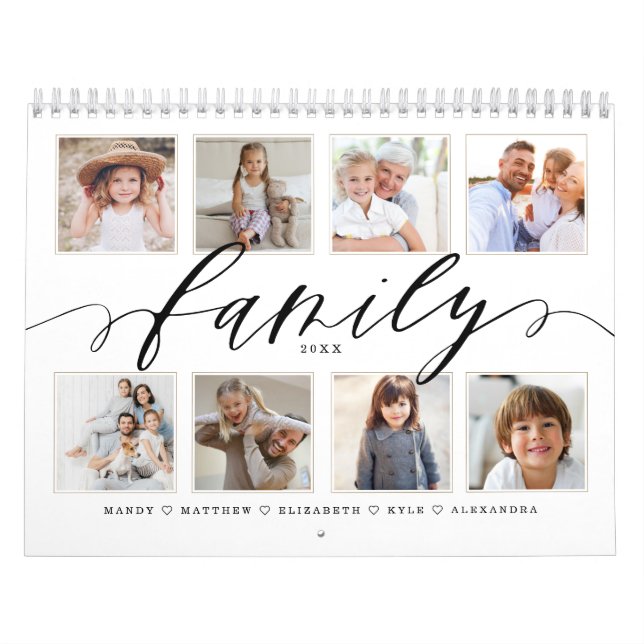 Modern familjskript | Familjefotominnesobjekt Kalender (Omslag)