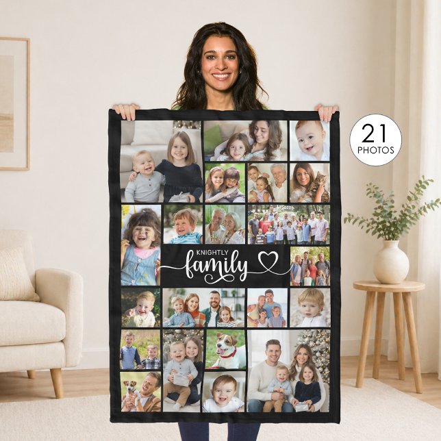 Modern Family 21 bilder manus hjärta namn anpassad Fleecefilt (Skapare uppladdad)