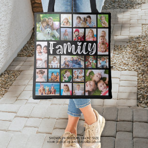 Modern FAMILY 21 Photo Collage Anpassningsbar Färg Tygkasse