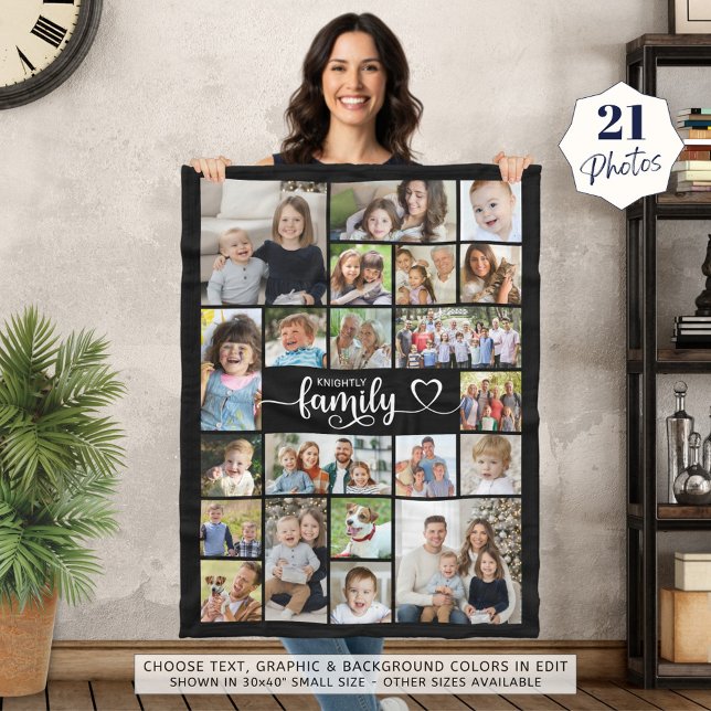 Modern Family 21 Photos Script Heart Namn Anpassni Fleecefilt (Skapare uppladdad)
