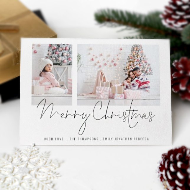 Modern Family 2-fotoskriptkort för God jul (Modern and stylish. Part of a collection of matching festive  items.)