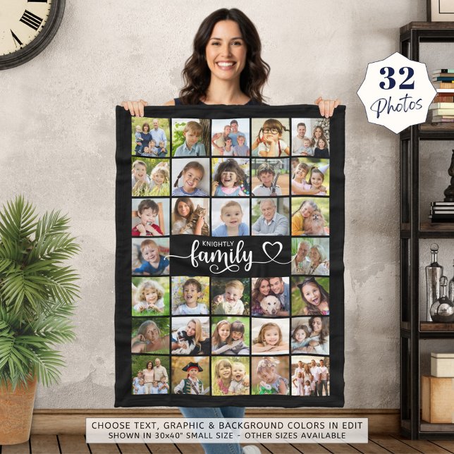 Modern Family 32 Photos Script Heart Namn Anpassni Fleecefilt (Skapare uppladdad)