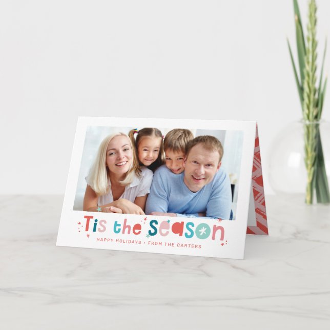 MODERN FAMILY CHRISTMAS PHOTO roligt är säsongen Helgkort (Framsida)