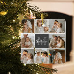 Modern Family Collage Photo & Personlig Gift Julgransprydnad Keramik<br><div class="desc">Modern Family Collage Photo & Personlig Gift</div>