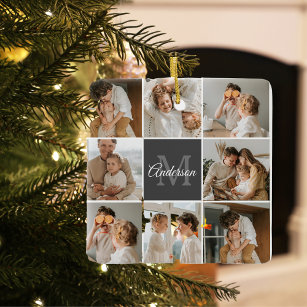 Modern Family Collage Photo & Personlig Gift Julgransprydnad Keramik