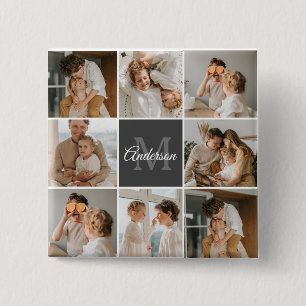 Modern Family Collage Photo & Personlig Gift Knapp