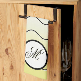 Modern Family Initial on Ombré Butter Yellow Kökshandduk