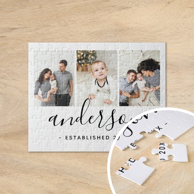 Modern Family Monogram 3 Photo Collage Pussel (Skapare uppladdad)