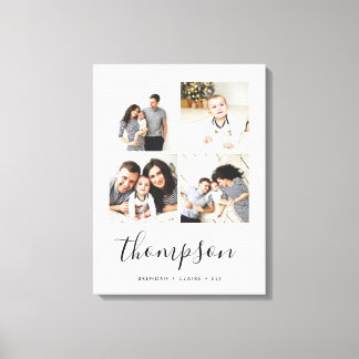 Modern Family Monogram 4 Photo Collage Canvastryck