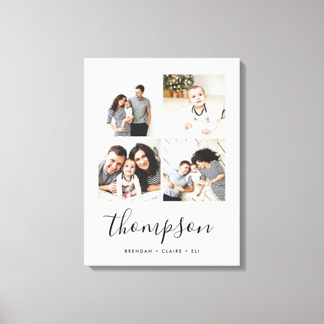 Modern Family Monogram 4 Photo Collage Canvastryck (Framsida)