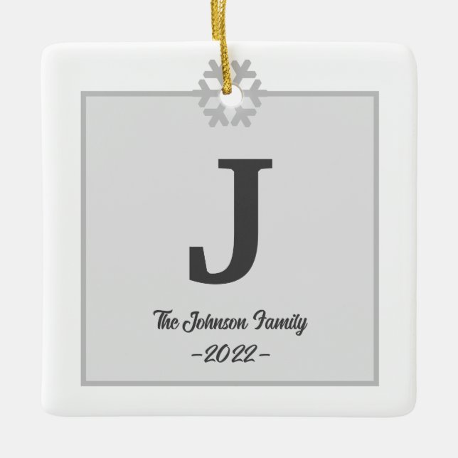 Modern Family Monogram Real Gods jul Julgransprydnad Keramik (Framsida)