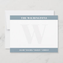 Modern Family Name Initial Ocean Green Stationery