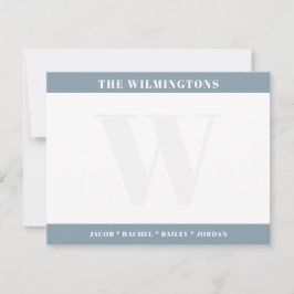 Modern Family Name Initial Ocean Green Stationery Anteckningskort