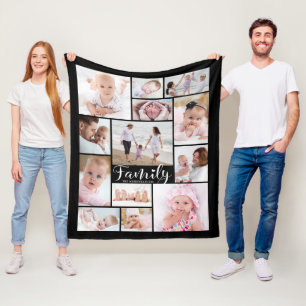 Modern Family Namn 13 Fotokollage din Färg Fleecefilt
