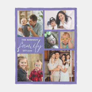 Modern Family Namn 6 Photo Collage Lila Fleecefilt