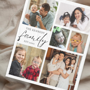 Modern Family Namn 6 Photo Collage White Fleecefilt