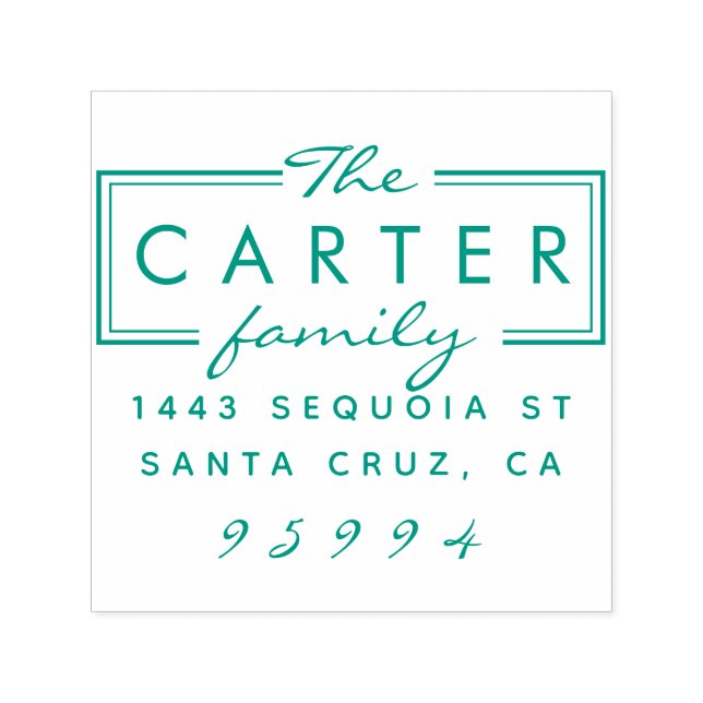 Modern Family Namn Elegant  Script Returadress Självfärgande Stämpel (Design)