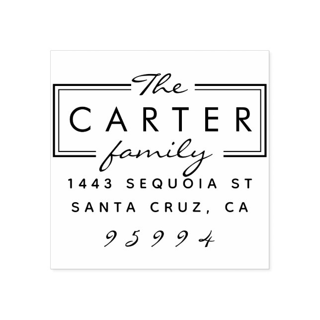 Modern Family Namn Elegant  Script Returadress Stämpel (Tryck)