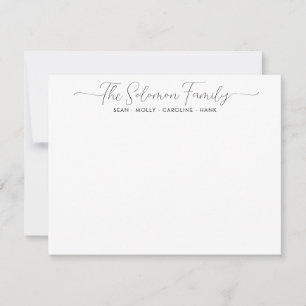 Modern Family Namn par Black Script Calligraphy Anteckningskort