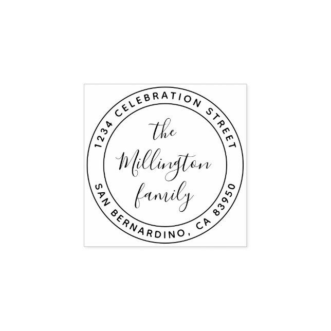 Modern Family Namn-Returadress för skriptrunda Stämpel (Tryck)