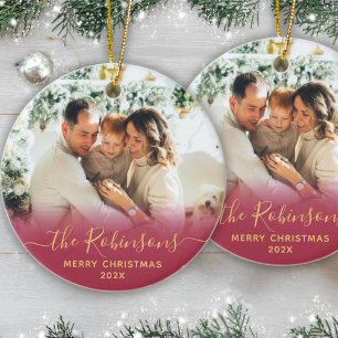 Modern Family Namn-skript, foto-God jul Julgransprydnad Keramik