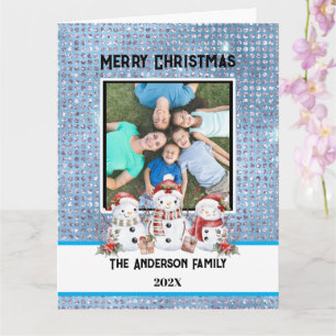 Modern Family Photo Blue Studerad jul i Snögubbe Kort