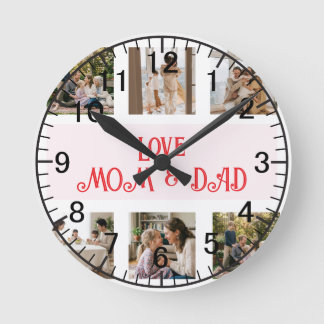 Modern Family Photo Collage Love Rund Klocka