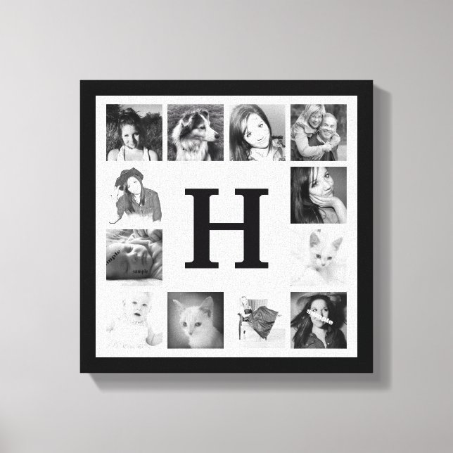 Modern Family Photo Collage med Monogram Canvastryck (Framsida)