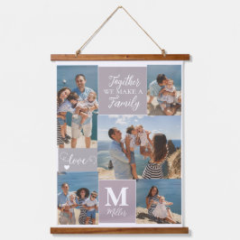 Modern FAMILY Photo Collage Monogram Namn 5 foton