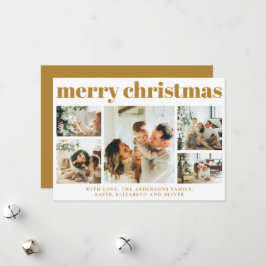 Modern Family Photo Collage Mustard Guld jul Julkort