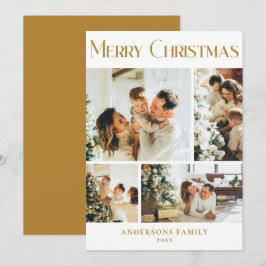 Modern Family Photo Collage Mustard Guld jul Julkort