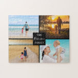 Modern Family Photo Collage Pussel<br><div class="desc">Ett foto-kollage i familjen som gör att du kan ladda upp 4 bilder och en kvadrat där du kan anpassa texten.</div>