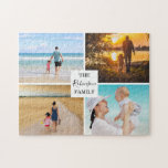 Modern Family Photo Collage Pussel<br><div class="desc">Ett foto-kollage i familjen som gör att du kan ladda upp 4 bilder och en kvadrat där du kan anpassa texten.</div>