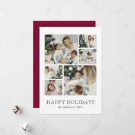 Modern Family Photo Collage Red Christmas Julkort