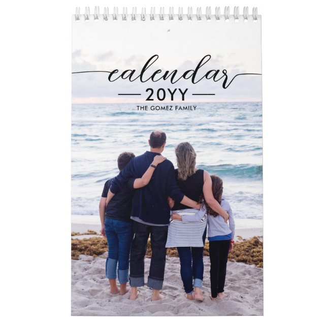 Modern Family Photo Elegant Script Anpassningsbar  Kalender (Omslag)