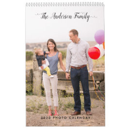 Modern Family Photo Elegant Script Anpassningsbar  Kalender