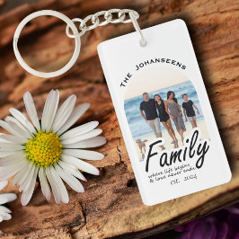 Modern Family Photo Elegant Script Namn Keepsaké