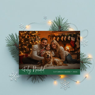 Modern Family Photo Feliz Navidad-Grönten Julkort
