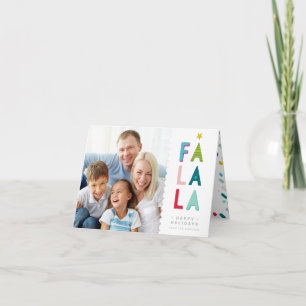 MODERN FAMILY PHOTO fold bright color fa la la la Helgkort