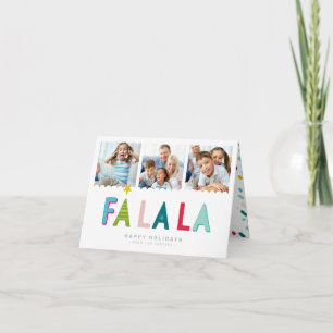 MODERN FAMILY PHOTO fold bright color fa la la la Helgkort