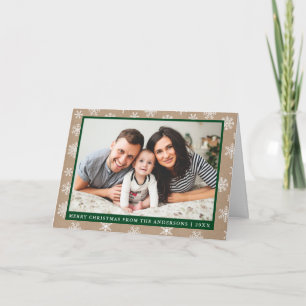 Modern Family Photo Kraft Snowflake-Grönt Helgkort