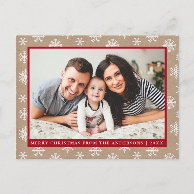 Modern Family Photo Kraft Snowflake Helgdag Vykort (Framsida)