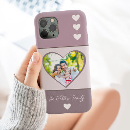 Modern FAMILY Photo Memory Script Heart med Namn